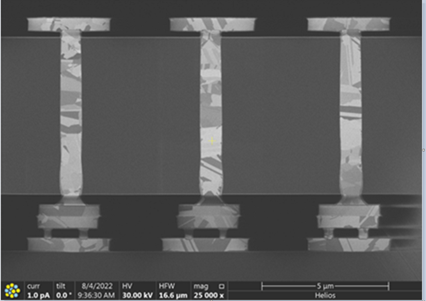 FIB-SEM cross-section image of 3D stacked F2B with hybrid-bonding nd 1x10µm HD TSVs Photo 1.png
